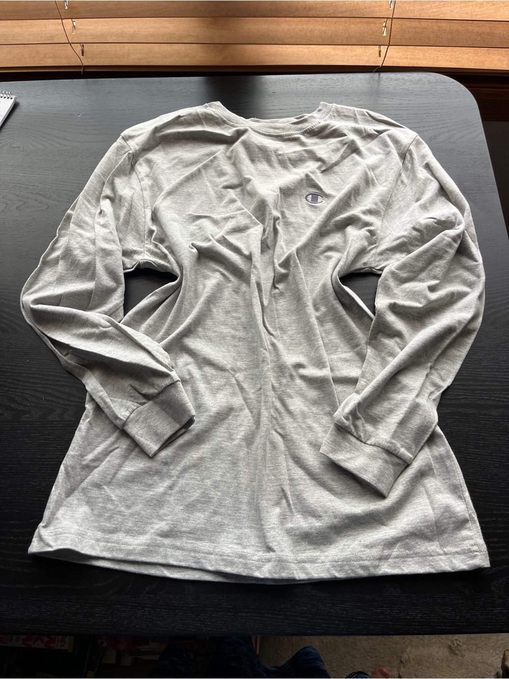 Champion Youth XL Grey Long Sleeve Shirt Cotton Blend Logo C8101R